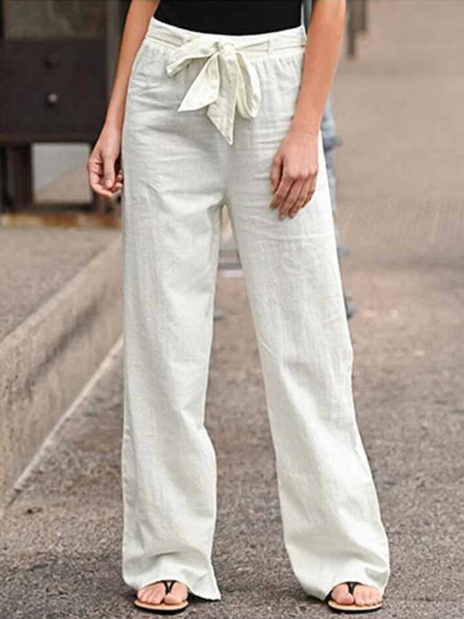 Pantalon Lin Clair avec Ceinture Élastique pour Femmes - LuxeStyle