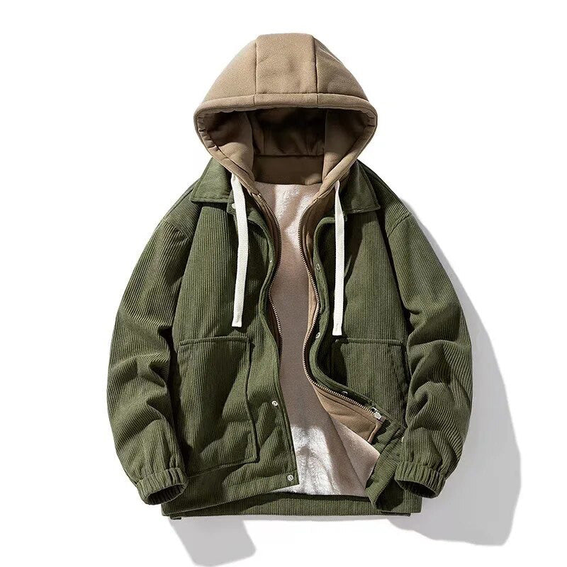 Blouson en velours texture pour hommes décontracté