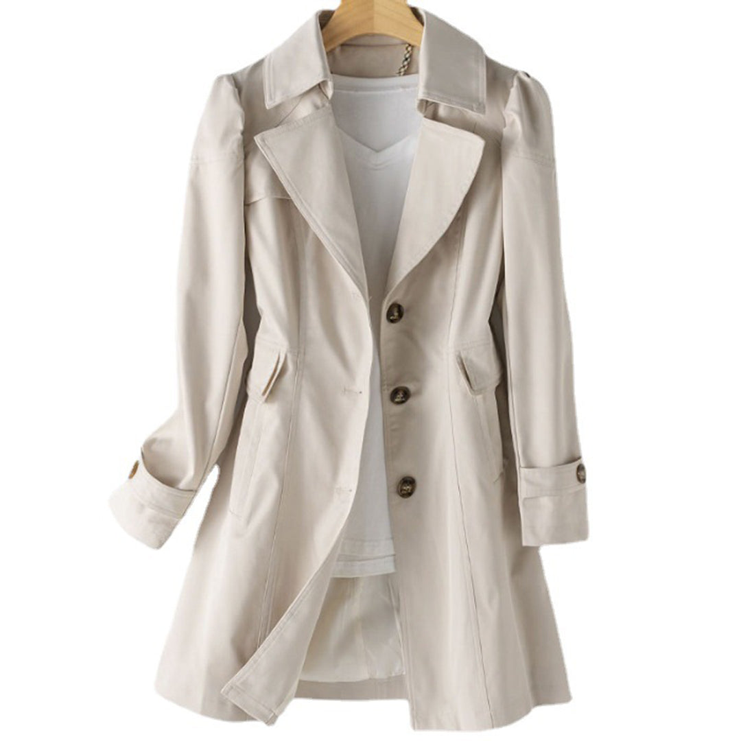 Manteau Trench Élégant Femme Beige avec Poches