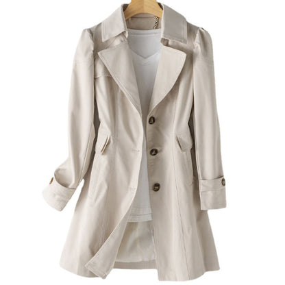Manteau Trench Élégant Femme Beige avec Poches