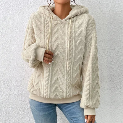 Sweat Capuche Femme Chic Beige Hiver