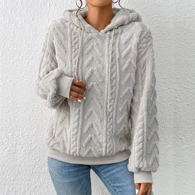 Sweat Capuche Femme Chic Beige Hiver