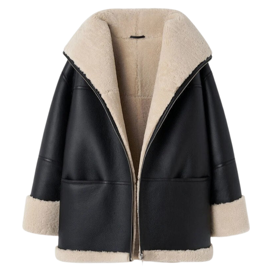 Veste Cuir Femme Élégante Fourrure Luxe - LuxeStyle