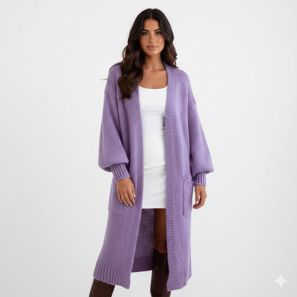 Cardigan Féminin Très Long et Confortable avec Poches - LuxeStyle