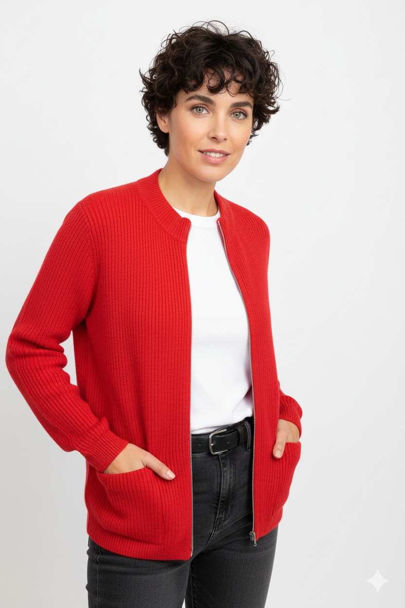 Veste Zippée Féminine - Gilet Douillet Confortable et Chic