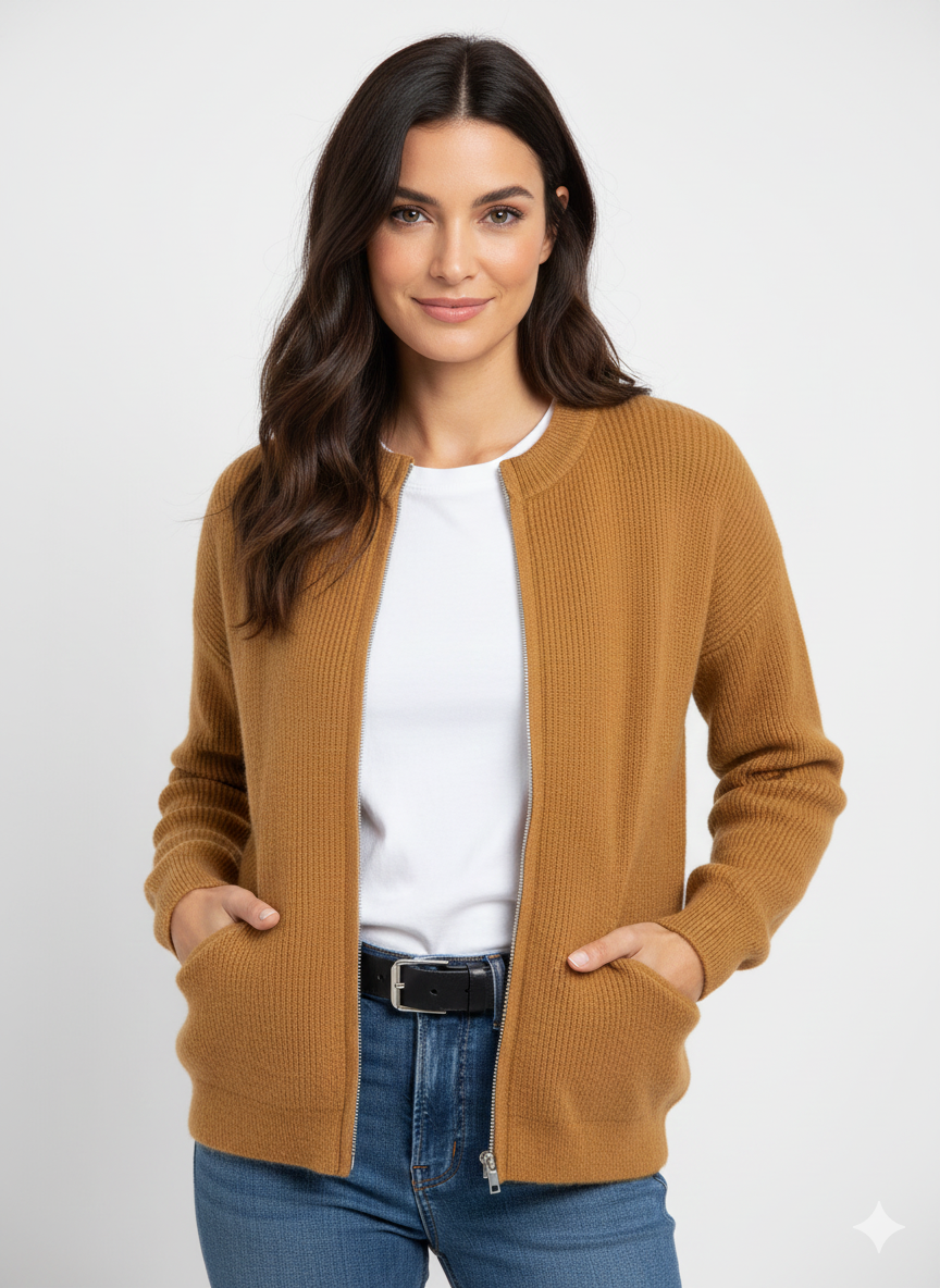 Veste Zippée Féminine - Gilet Douillet Confortable et Chic
