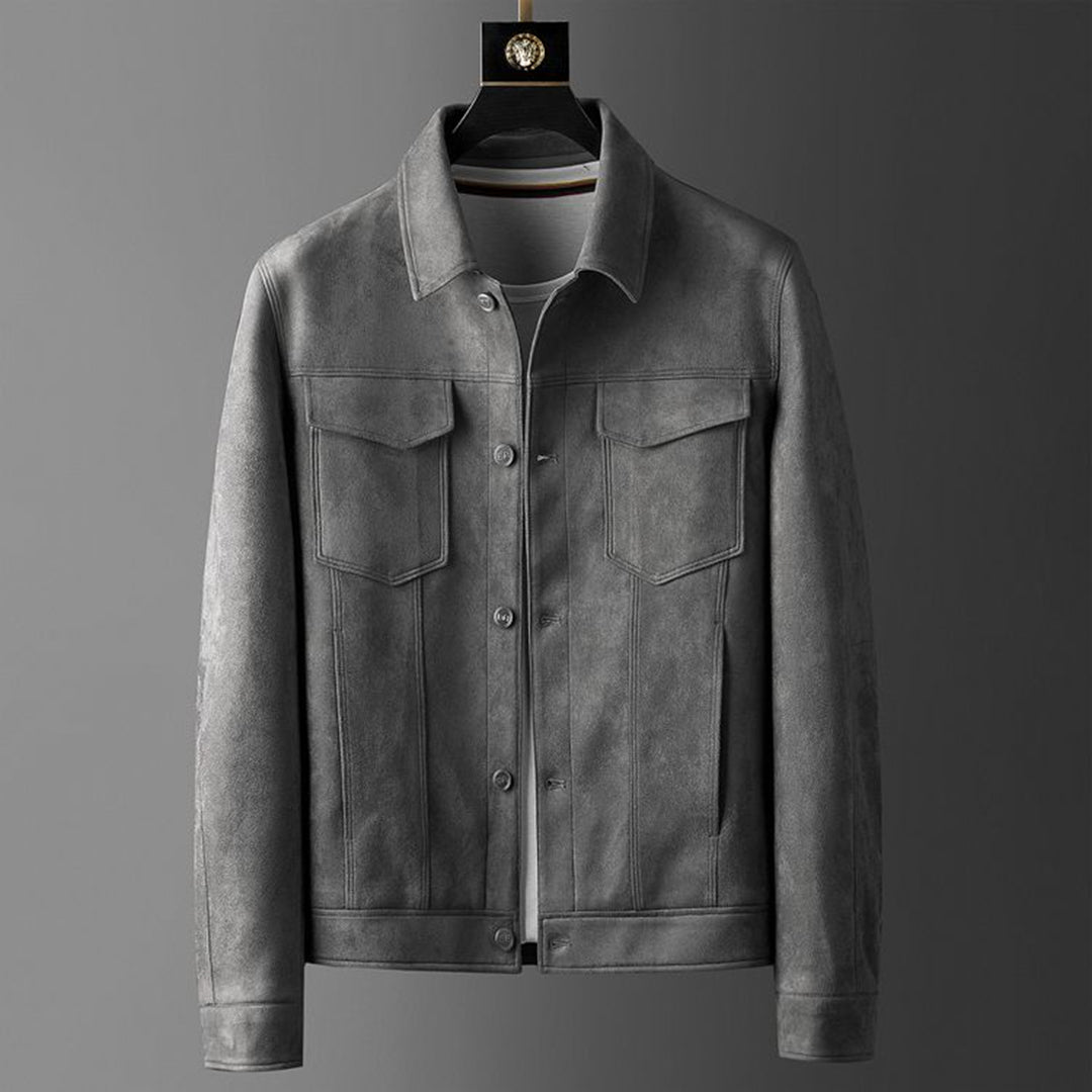 Veste Cuir Homme Élégante - Col Tailleur & Style Détendu
