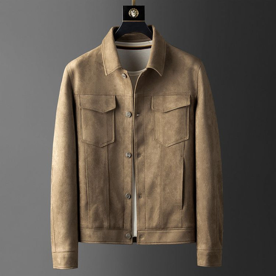 Veste Cuir Homme Élégante - Col Tailleur & Style Détendu - LuxeStyle