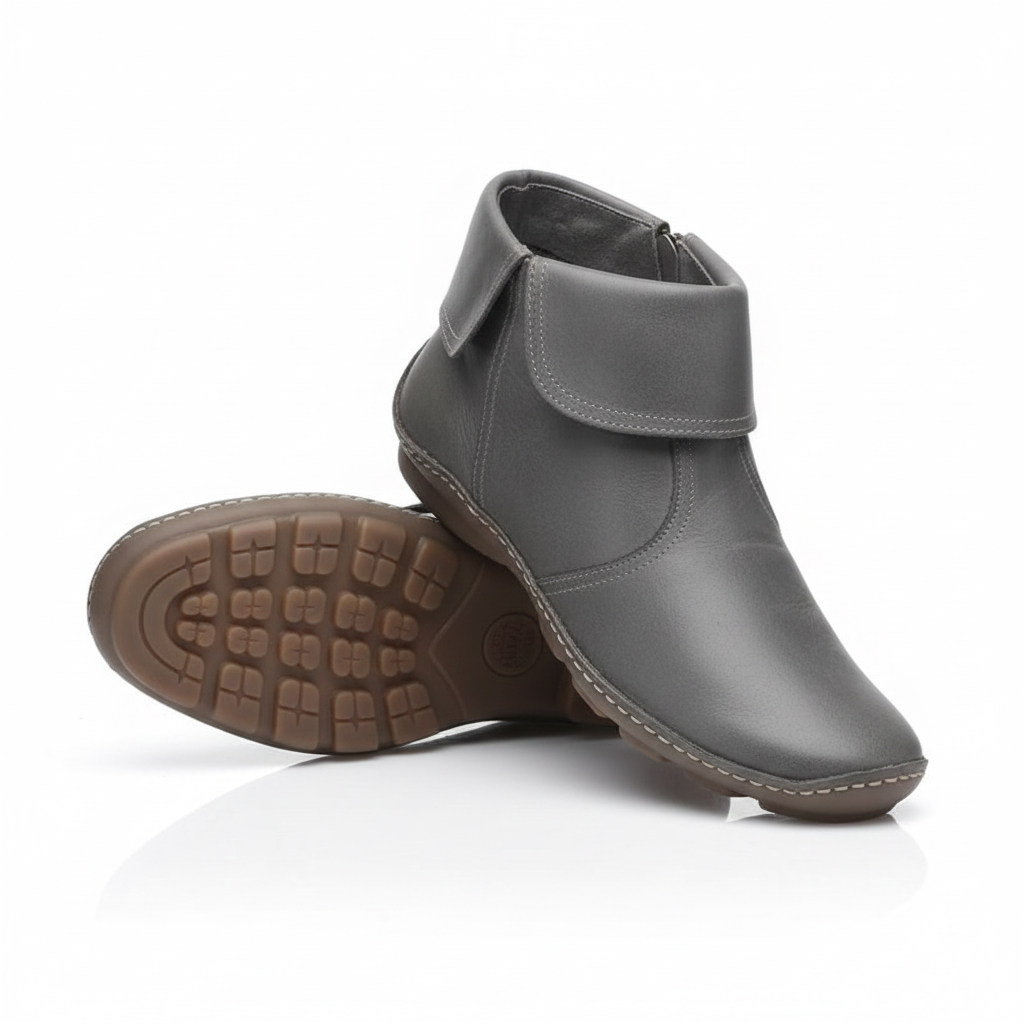 Bottes Femme Élégantes - Chaussures Imperméables en Cuir Doux avec Semelle Grip