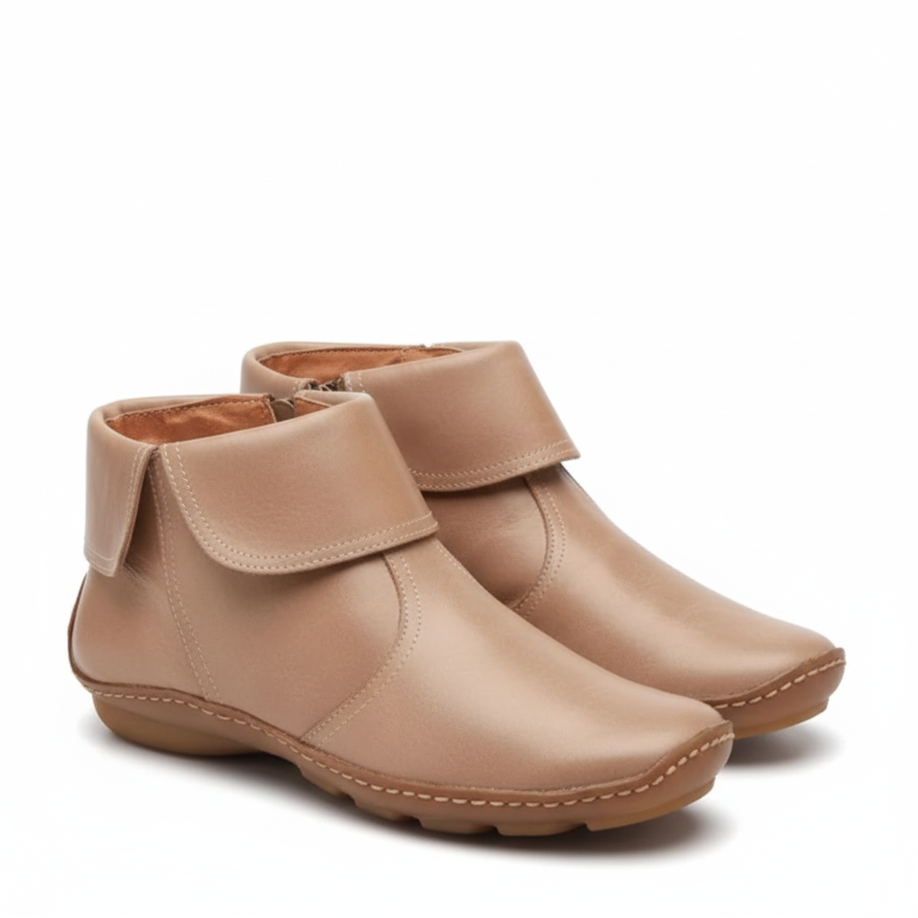 Bottes Femme Élégantes - Chaussures Imperméables en Cuir Doux avec Semelle Grip