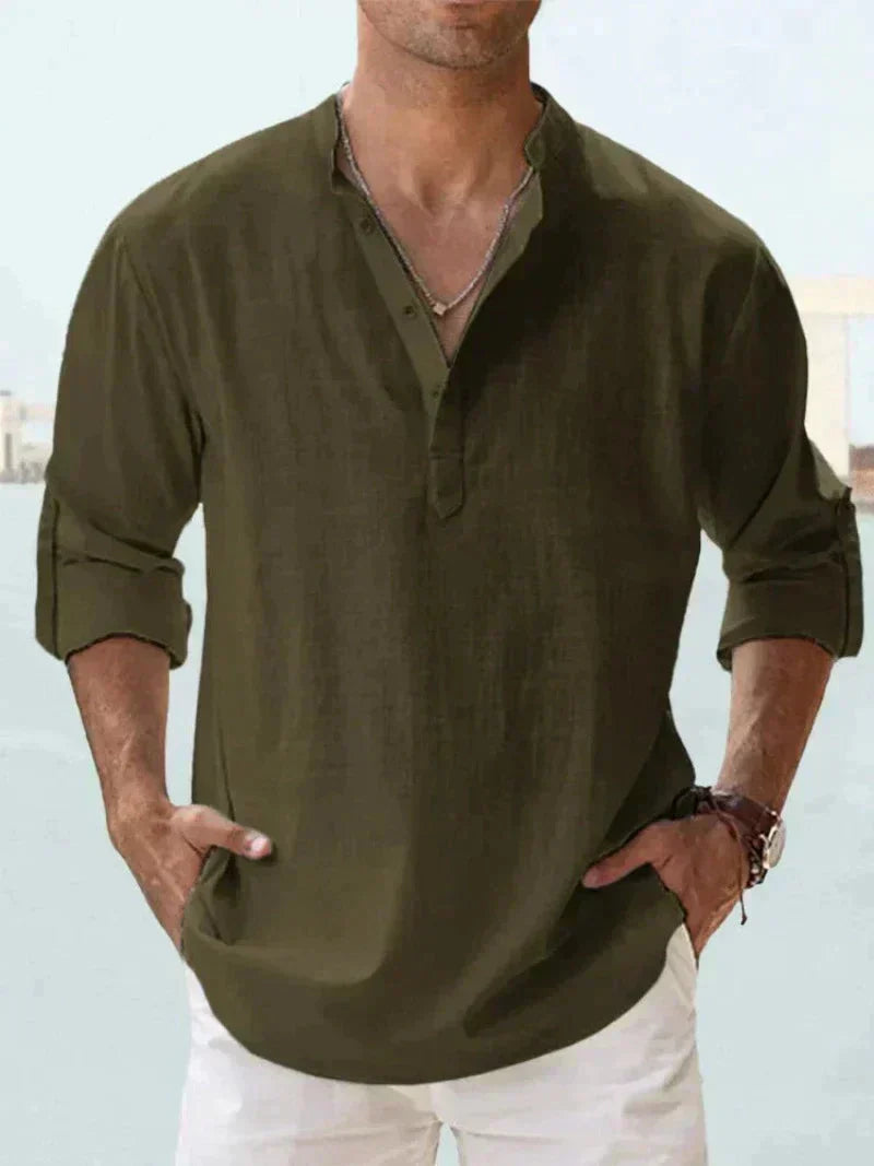Chemise Homme Été Manches Courtes Col V