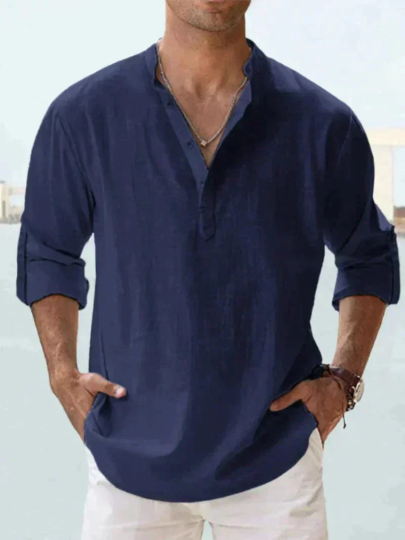 Chemise Homme Été Manches Courtes Col V