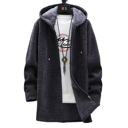 Parka Hiver Homme Élégant avec Capuche et Fermeture Éclair