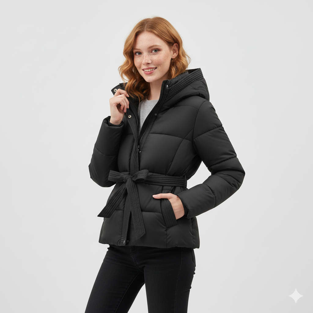Manteau Femme Hiver Chic avec Capuche et Ceinture - LuxeStyle