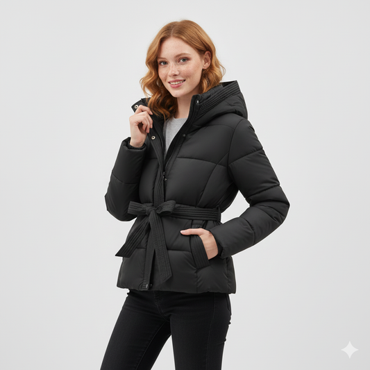 Manteau Femme Hiver Chic avec Capuche et Ceinture - LuxeStyle