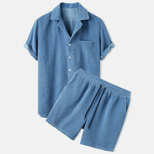 Chemise et Short Homme Marine en Coton Brodé - LuxeStyle