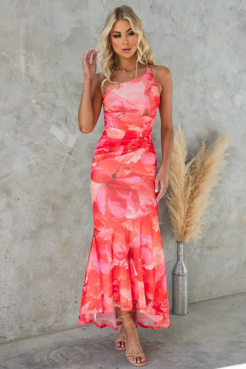 Robe Féminine Imprimée Fleurs pour Femme – Longue et Élégante