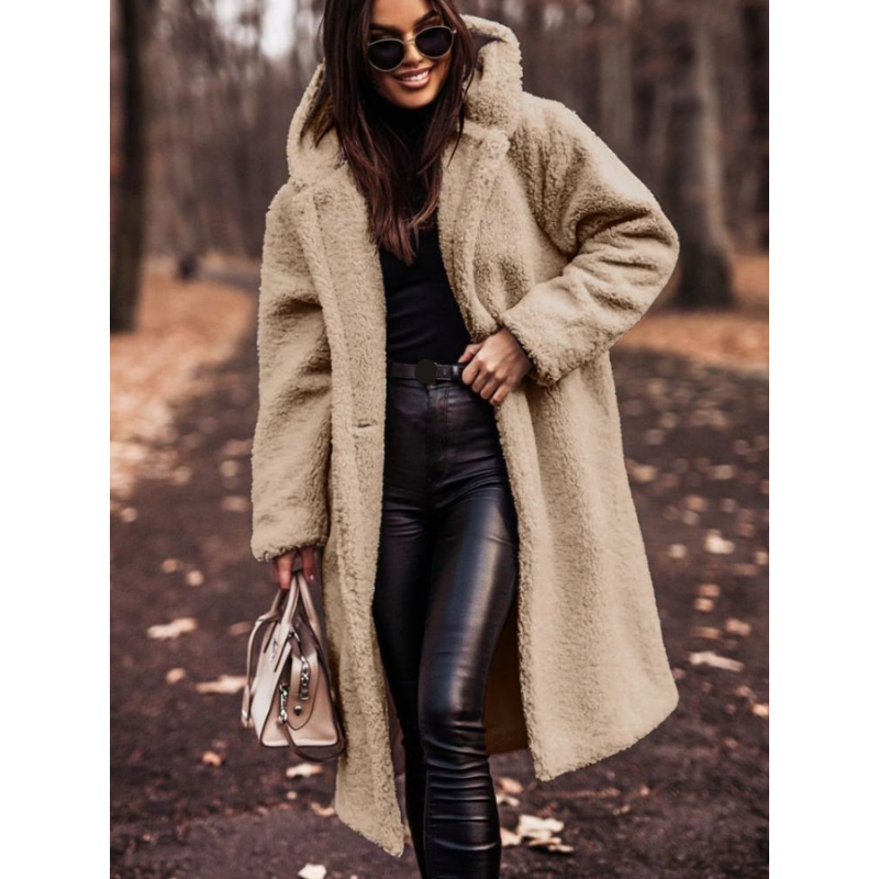 Manteau Fausse Fourrure Chic Écru pour Femme - LuxeStyle