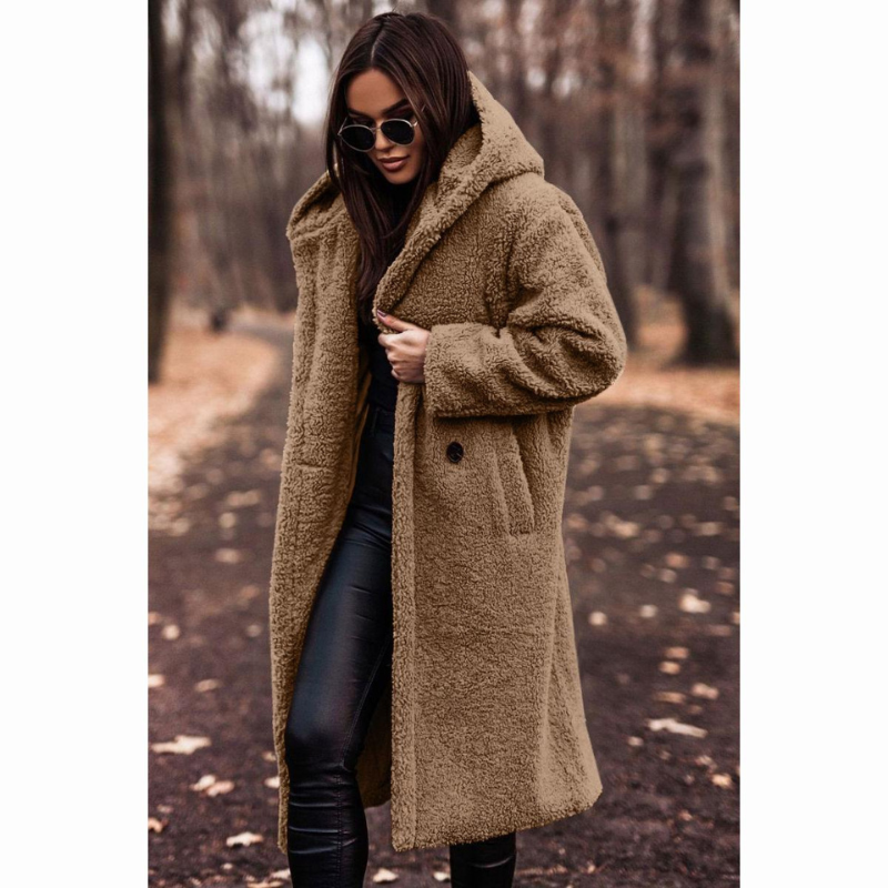 Manteau Fausse Fourrure Chic Écru pour Femme