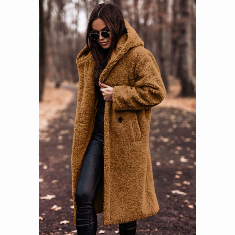 Manteau Fausse Fourrure Chic Écru pour Femme