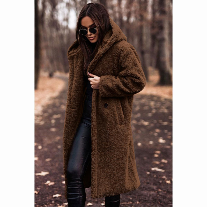 Manteau Fausse Fourrure Chic Écru pour Femme