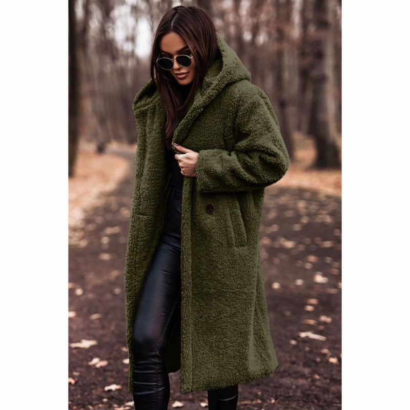 Manteau Fausse Fourrure Chic Écru pour Femme
