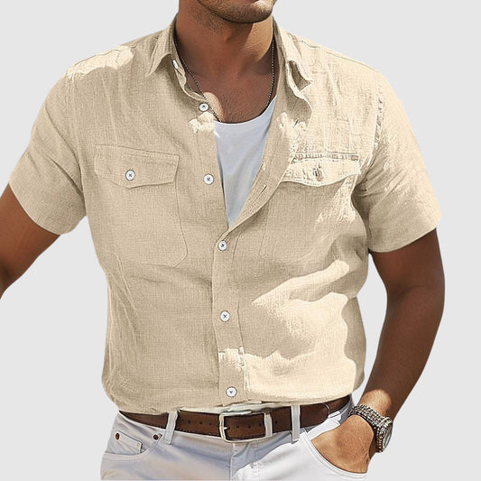 Chemise Homme Lin Beige Été - LuxeStyle