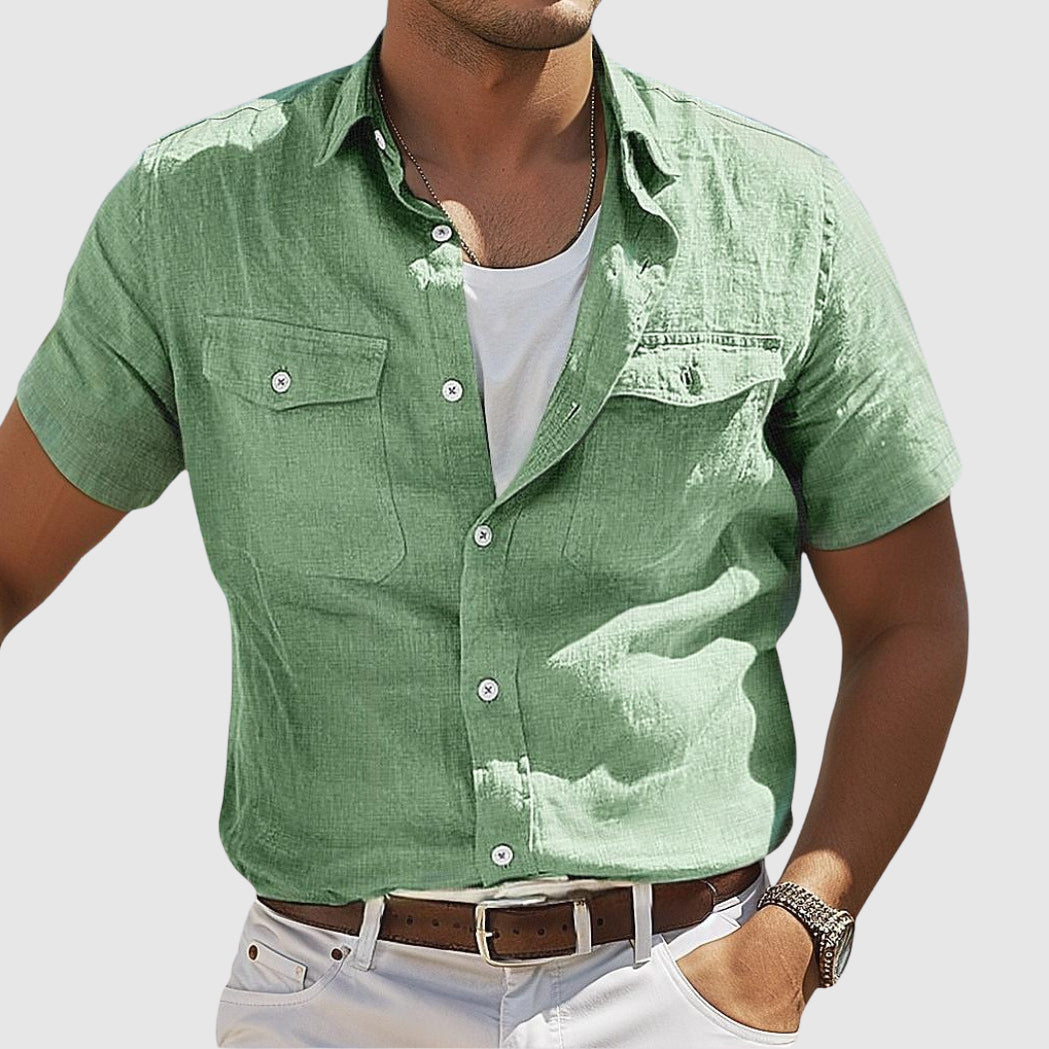 Chemise Homme Lin Beige Été