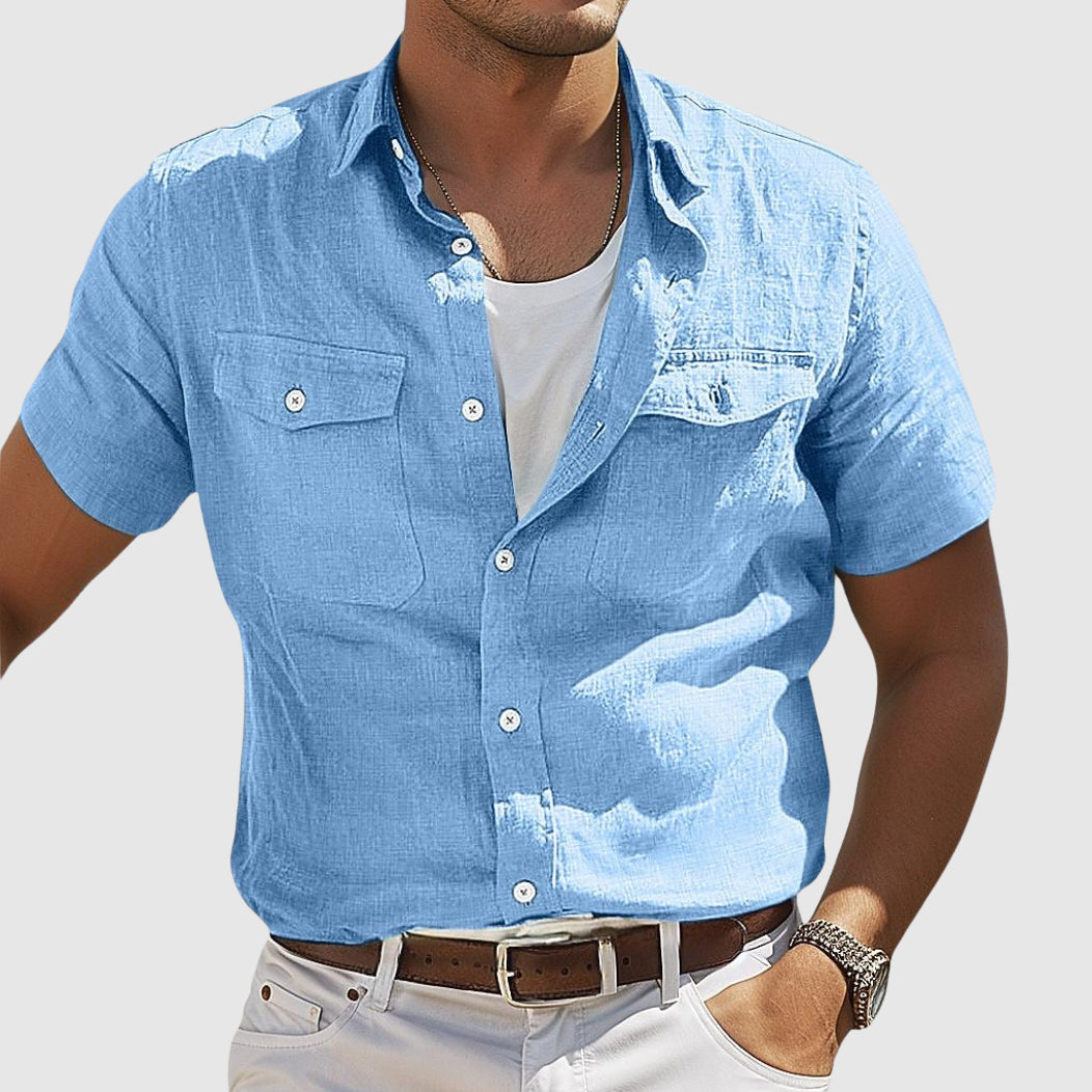 Chemise Homme Lin Beige Été