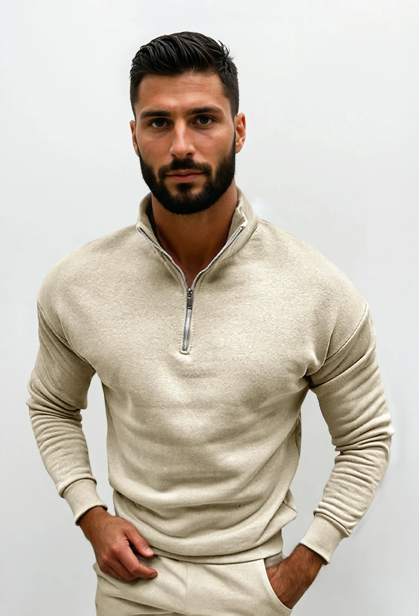 Pull Homme Demi-Zip – Maille Chaude et Confortable avec Coupe Slim