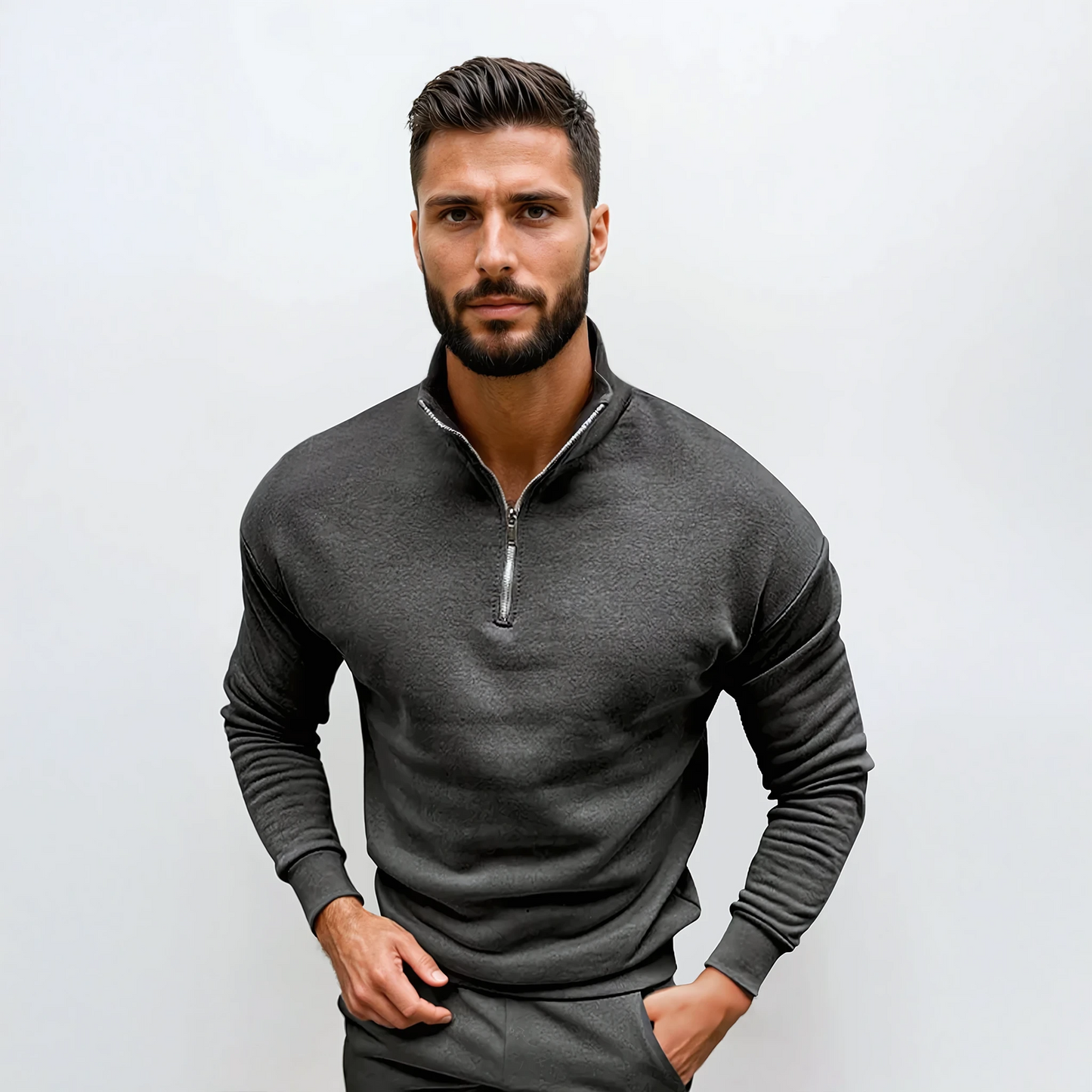 Pull Homme Demi-Zip – Maille Chaude et Confortable avec Coupe Slim