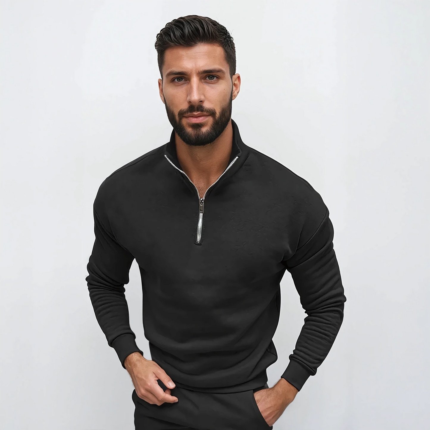 Pull Homme Demi-Zip – Maille Chaude et Confortable avec Coupe Slim