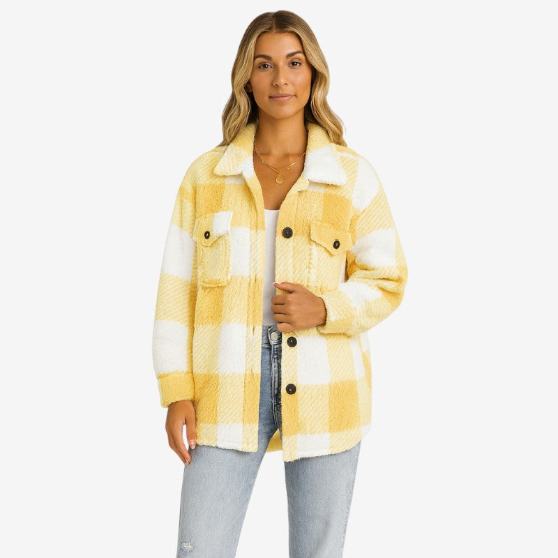 Manteau Femme Élégant à Poches et Fermeture Boutons