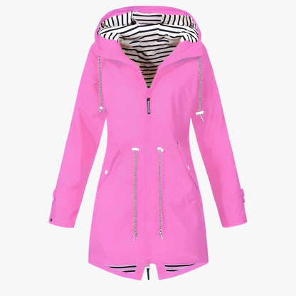 Veste étanche colorée pour femme, capuche incluse