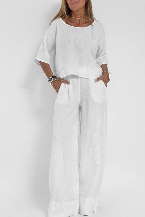 Ensemble Femme Été : Haut Court et Pantalon Comfy - LuxeStyle