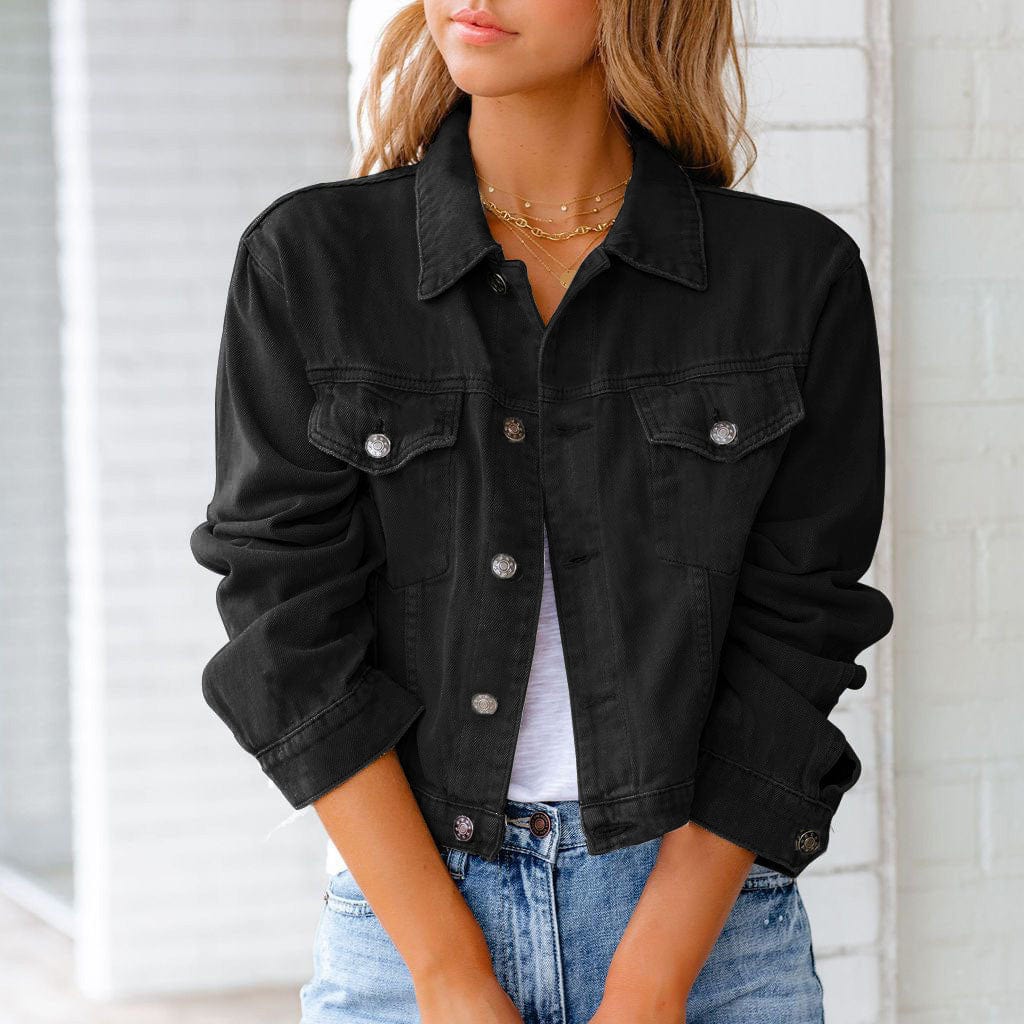 Veste Jean Rouge Féminine Boutons Brillants