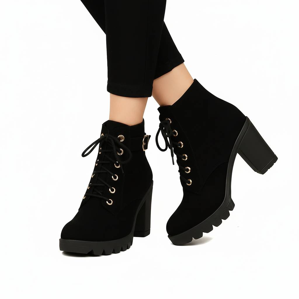 Bottines Femmes Élégantes à Talon Bloc & Boucle Luxe
