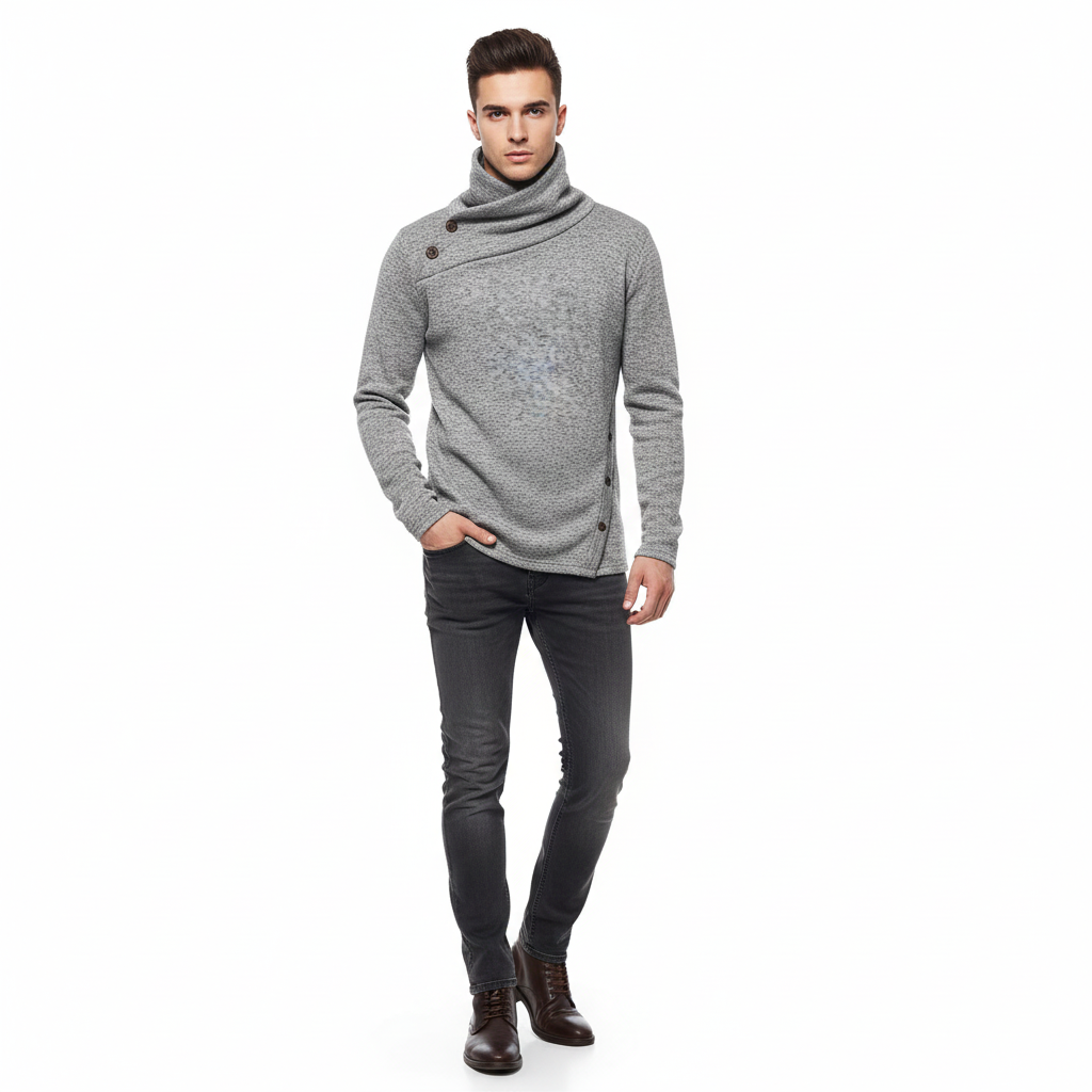 Pull Homme Col Montant – Maille Douillette pour Hiver - LuxeStyle