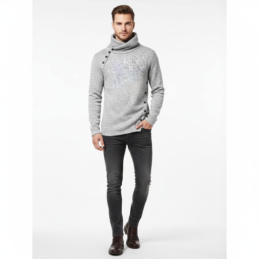 Pull Homme Col Montant – Maille Douillette pour Hiver