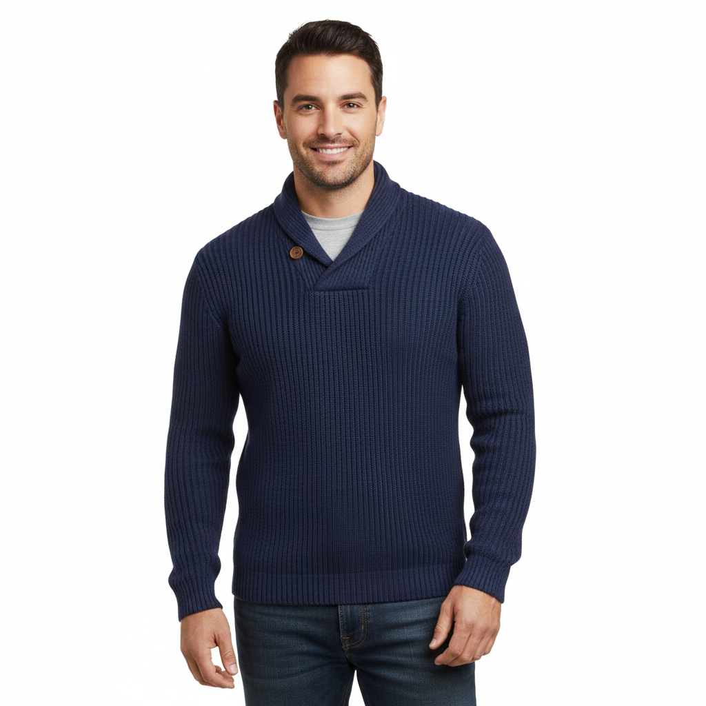 Pull Homme Tricoté Col Châle Détendu