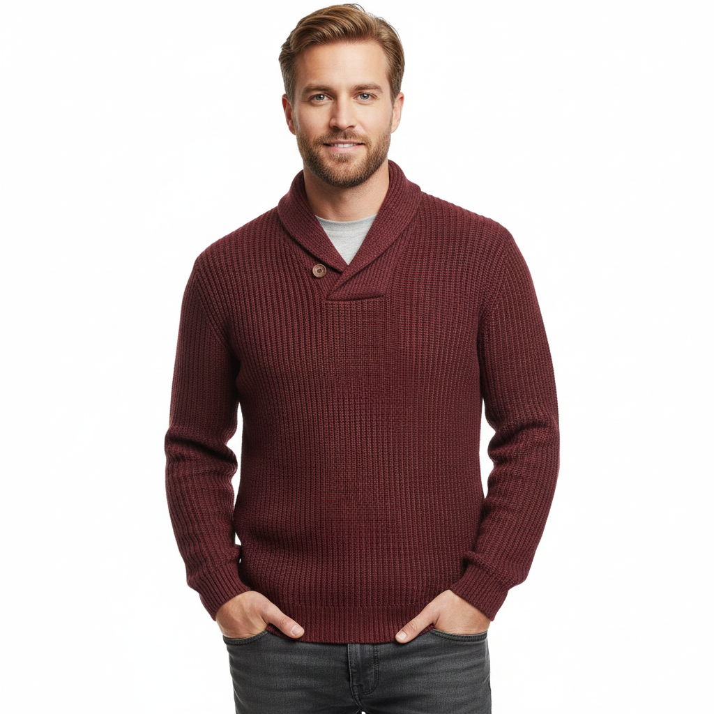 Pull Homme Tricoté Col Châle Détendu
