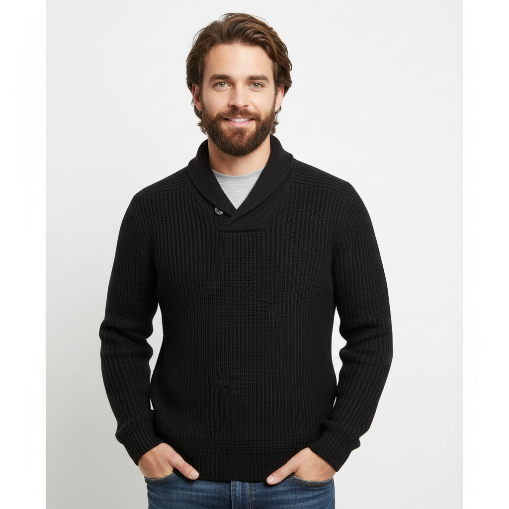 Pull Homme Tricoté Col Châle Détendu