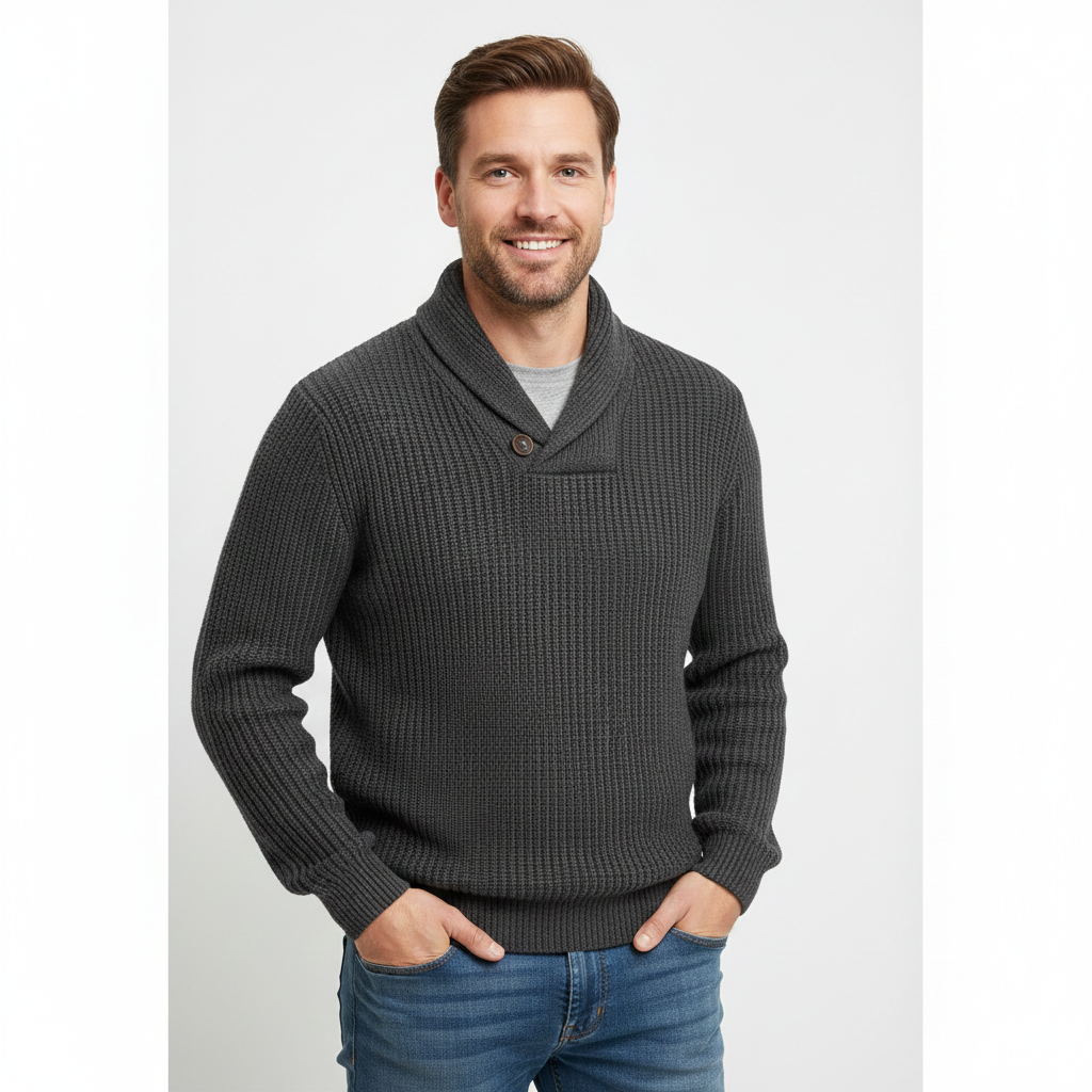 Pull Homme Tricoté Col Châle Détendu