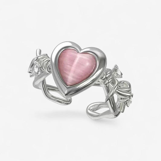 Bague Cœur Élégante avec Pierre Réglable et Design Aérien - LuxeStyle