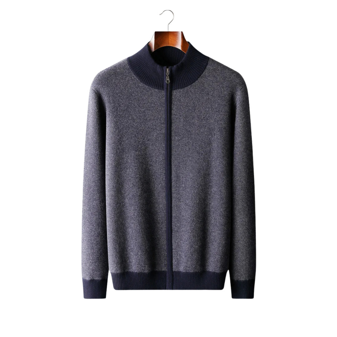 Veste en laine zippée charbon pour homme - LuxeStyle