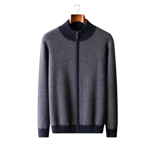 Veste en laine zippée charbon pour homme - LuxeStyle