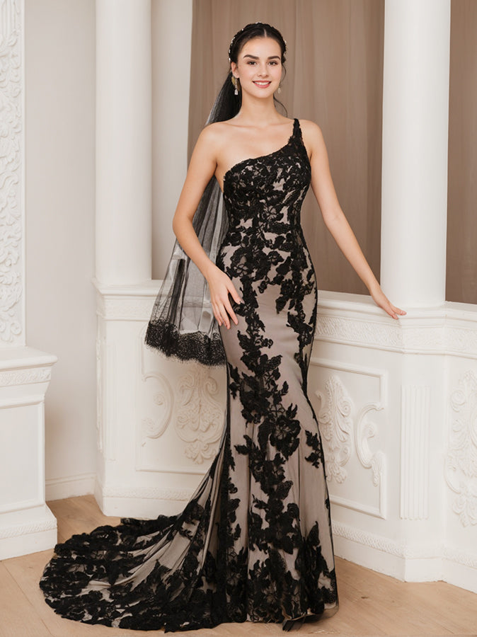 Robe de Soirée Élégante Noire Pour Femme | Longue à Une Épaule - luxestyle