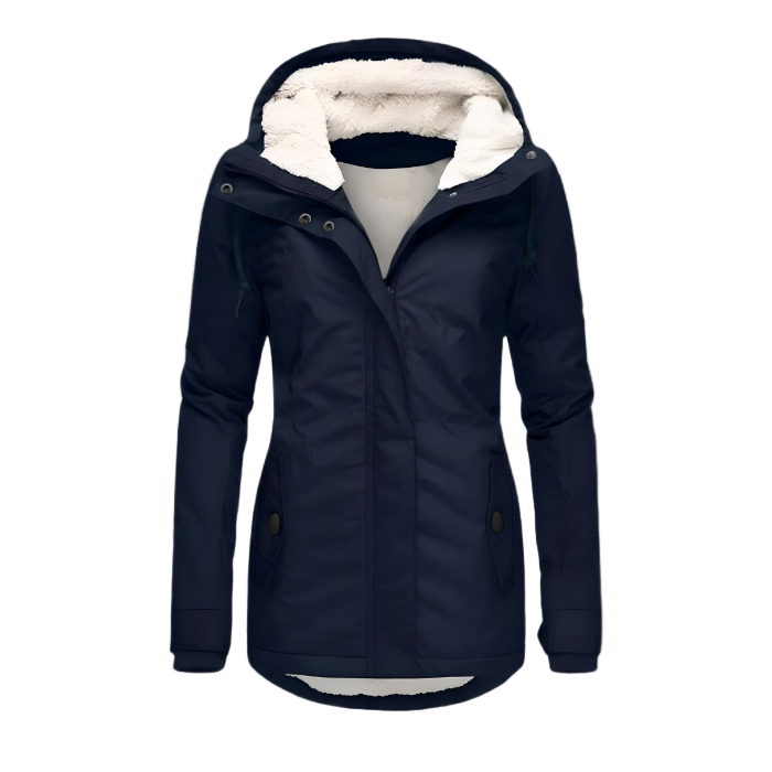 Veste Hiver Féminine Capuche Polaire Gris Clair
