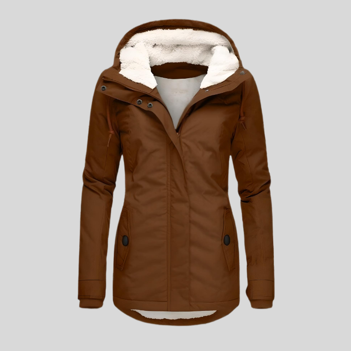 Parka Femme Hiver Élégant - Manteau Imperméable Doublé Fourrure Artificielle