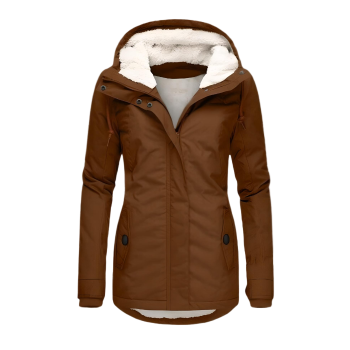 Veste Hiver Féminine Capuche Polaire Gris Clair